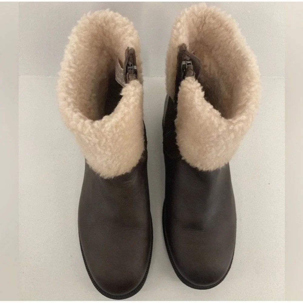 UGG‎ Dark Chocolate Brown Elings Boots Sz 8.5 Cabincore Shearling Woodsy Winter